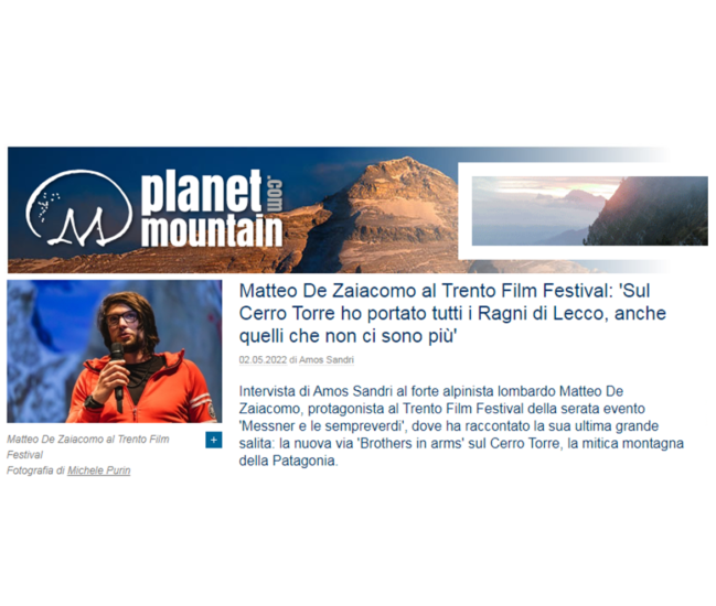 Matteo De Zaiacomo al Trento Film Festival: ‘Sul Cerro Torre ho portato tutti i Ragni di Lecco, anche quelli che non ci sono più’
