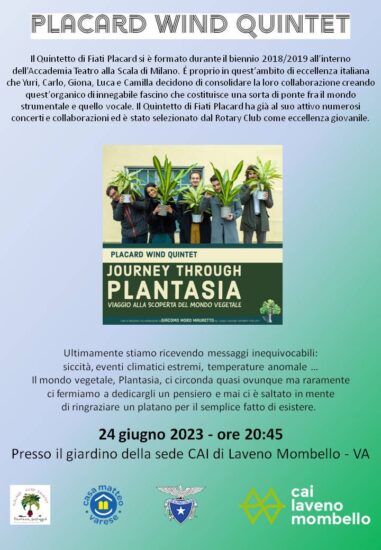 JOURNEY TROUGH PLANTASIA – Placard Wind Quintet a Laveno Mombello