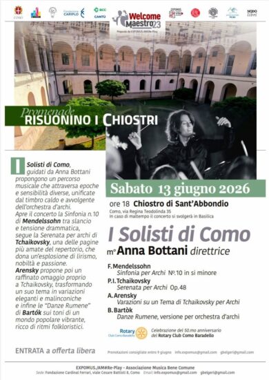 Sabato 13 giugno al Chiostro Sant’Abbondio Como