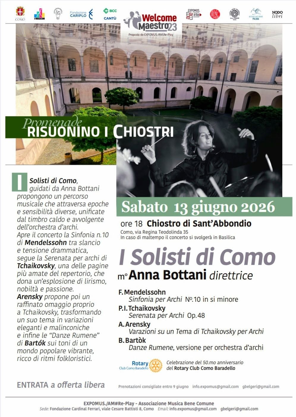 Sabato 13 giugno al Chiostro Sant’Abbondio Como